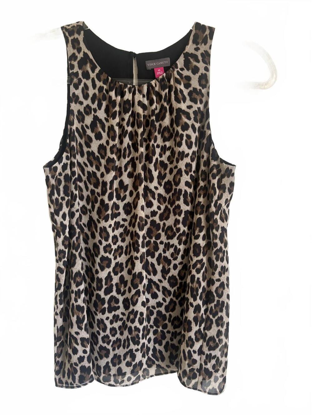 Vince Camuto | Sleevelesa‎ Tank Brown Black Leopard Print Scoop Tank Blouse XS